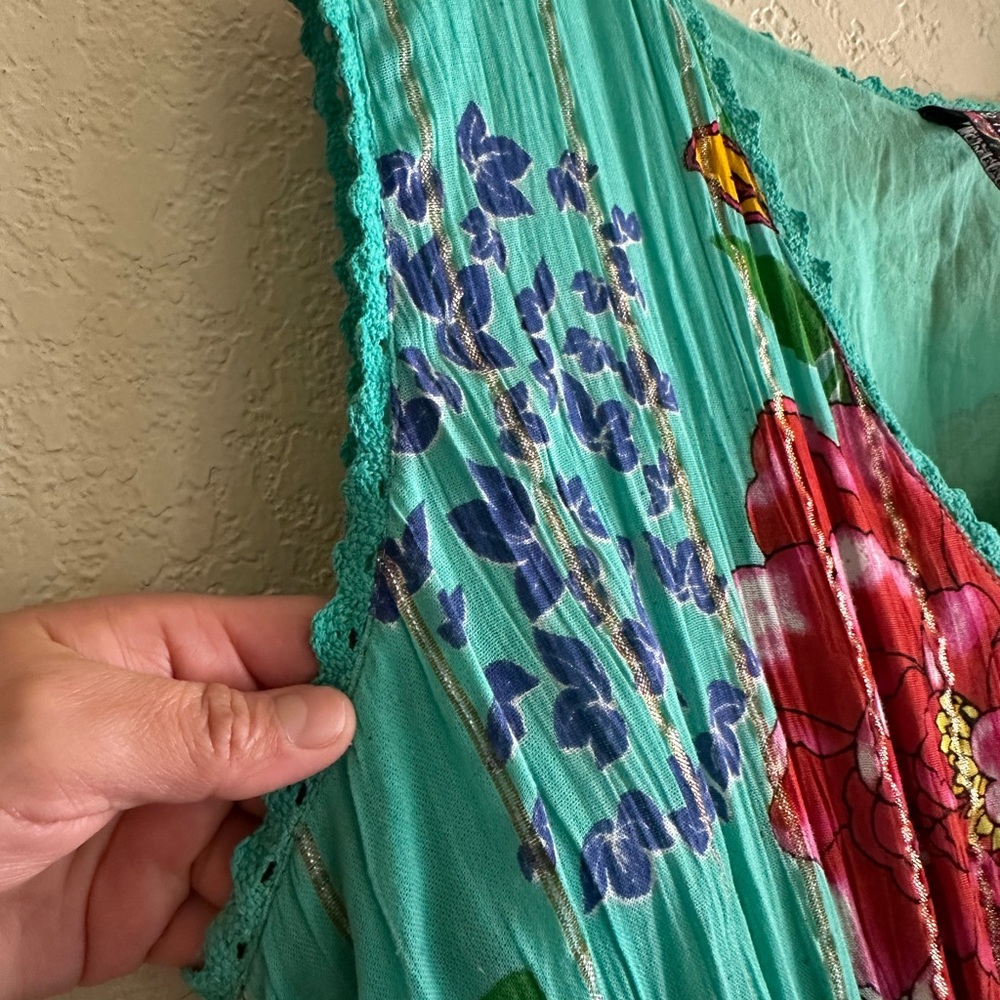 Anthropologie Me 2 Magic Floral Maxi Dress Tropical Resort-wearViscose M Summer - Picture 11 of 12